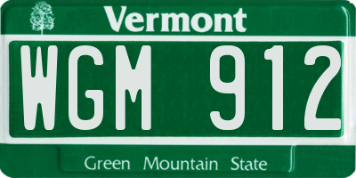 VT license plate WGM912
