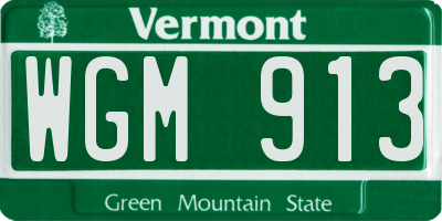 VT license plate WGM913