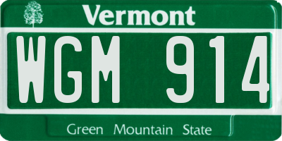 VT license plate WGM914