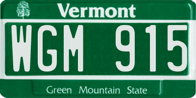 VT license plate WGM915