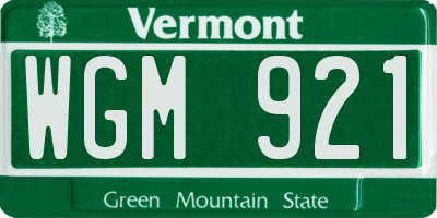 VT license plate WGM921