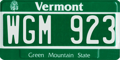 VT license plate WGM923