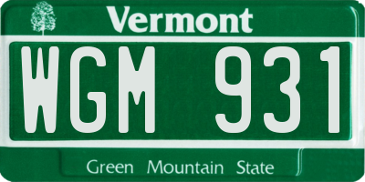 VT license plate WGM931