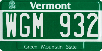 VT license plate WGM932