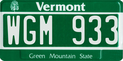 VT license plate WGM933
