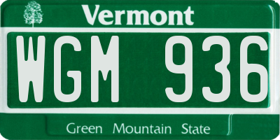 VT license plate WGM936