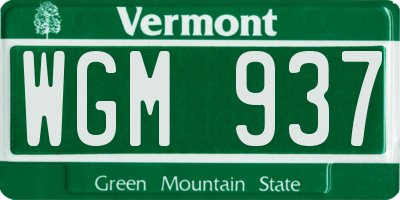 VT license plate WGM937