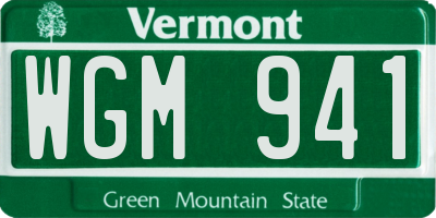 VT license plate WGM941