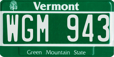 VT license plate WGM943