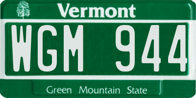 VT license plate WGM944
