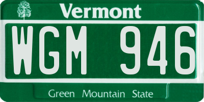 VT license plate WGM946