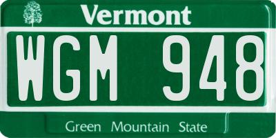 VT license plate WGM948