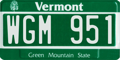 VT license plate WGM951