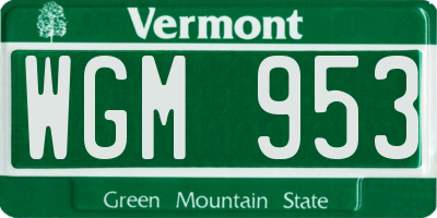 VT license plate WGM953