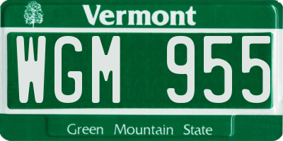 VT license plate WGM955