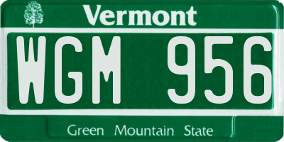 VT license plate WGM956