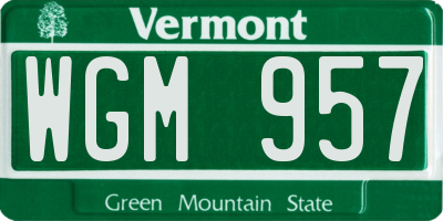 VT license plate WGM957