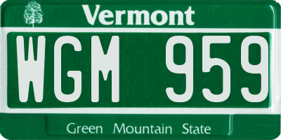 VT license plate WGM959
