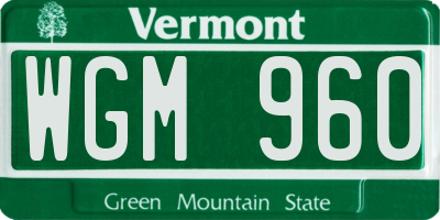 VT license plate WGM960