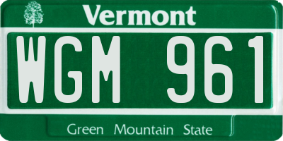 VT license plate WGM961