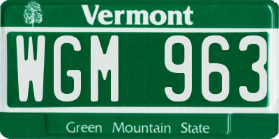 VT license plate WGM963