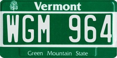 VT license plate WGM964