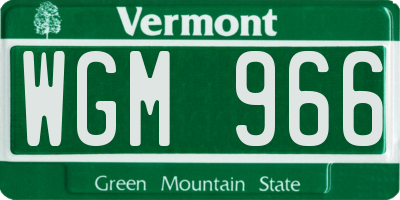 VT license plate WGM966