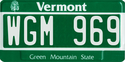 VT license plate WGM969