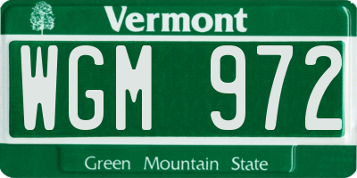 VT license plate WGM972