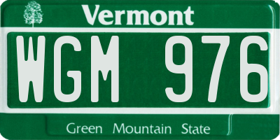 VT license plate WGM976