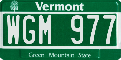 VT license plate WGM977