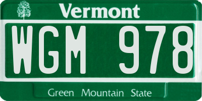 VT license plate WGM978