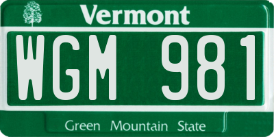 VT license plate WGM981