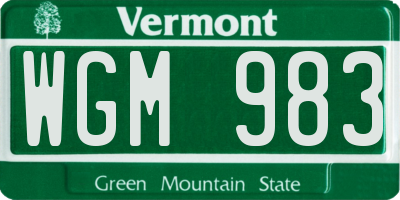 VT license plate WGM983