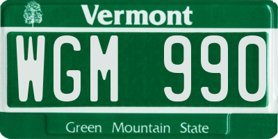 VT license plate WGM990