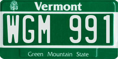 VT license plate WGM991