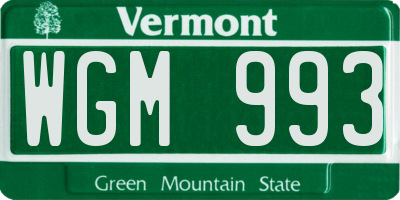 VT license plate WGM993