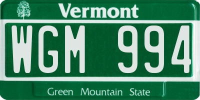 VT license plate WGM994