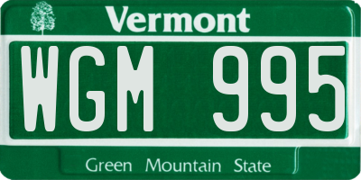 VT license plate WGM995