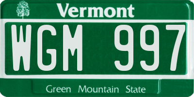 VT license plate WGM997