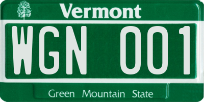 VT license plate WGN001