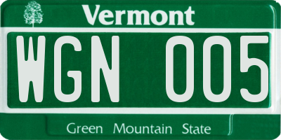 VT license plate WGN005