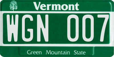 VT license plate WGN007