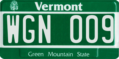 VT license plate WGN009