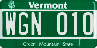 VT license plate WGN010