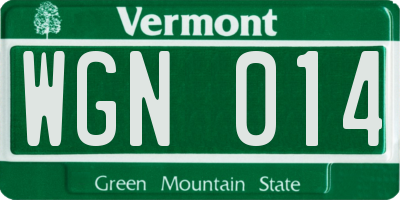 VT license plate WGN014