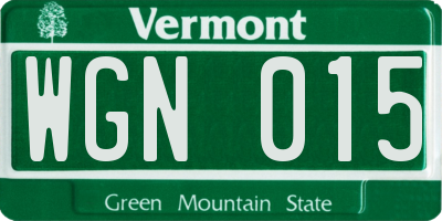 VT license plate WGN015