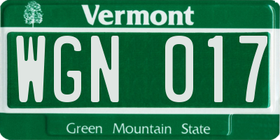 VT license plate WGN017