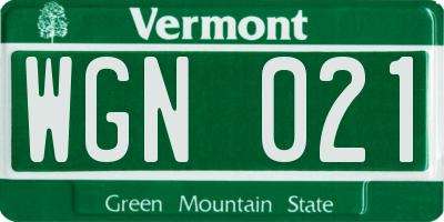 VT license plate WGN021