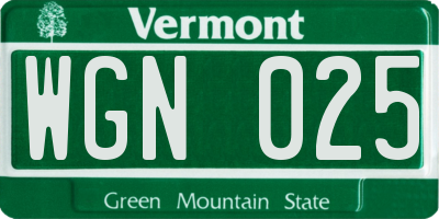 VT license plate WGN025